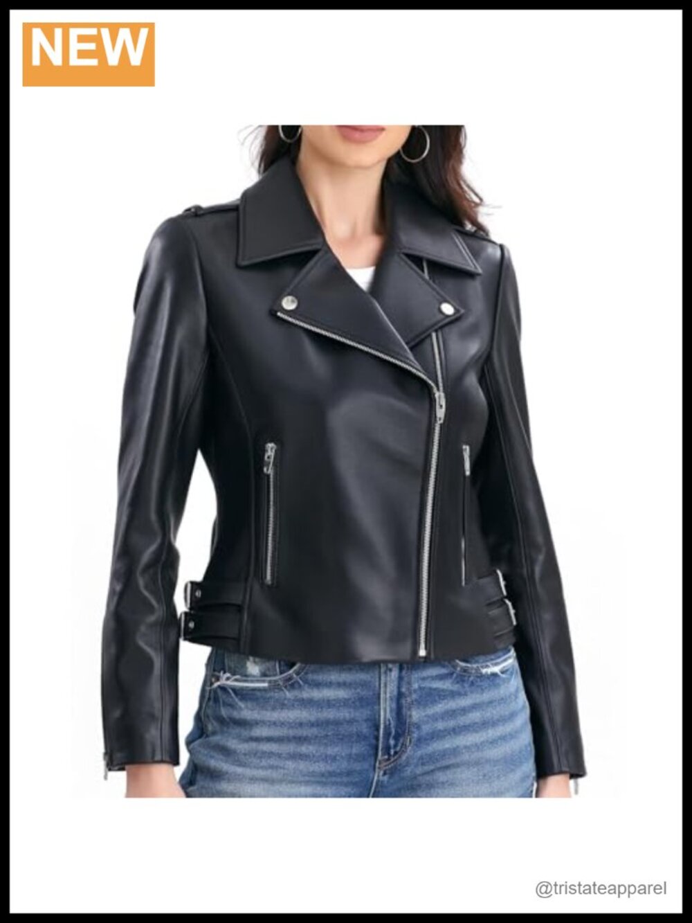 Genuine Lambskin Leather Moto Jacket Asymmetrical Zip Quilted